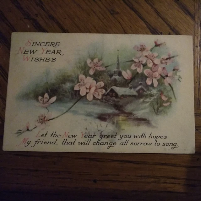 vintage postcard 1919 New Year Wishes