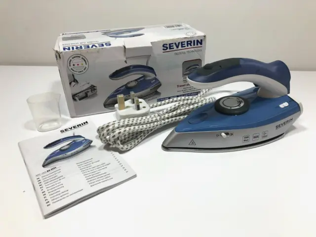 Severin Travel Steam Iron Collapsible Handle 50ml Water Tank 1000W Blue BA3234