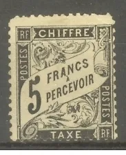 FRANCE STAMP TIMBRE TAXE N° 24 " TYPE DUVAL 5F NOIR " NEUF x A VOIR