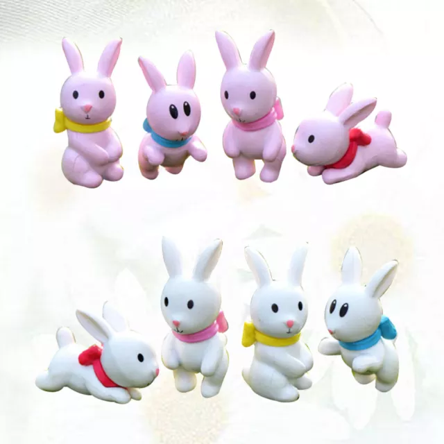 8 Pcs Décor De Paysage Lapin Figurine Les Amoureux Miniature