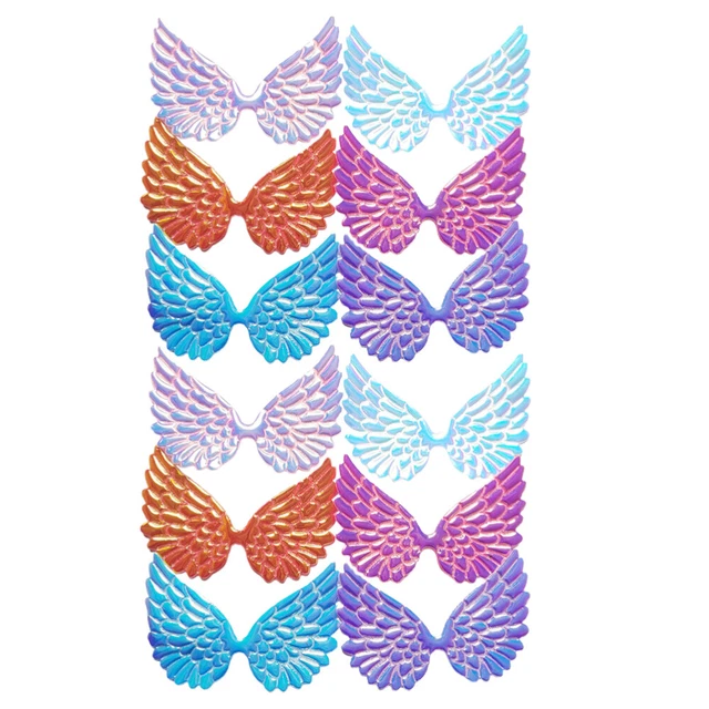 12 Pcs Ailes D'anges Brillant Enfant Tissu Appliques D'ailes Scintillantes