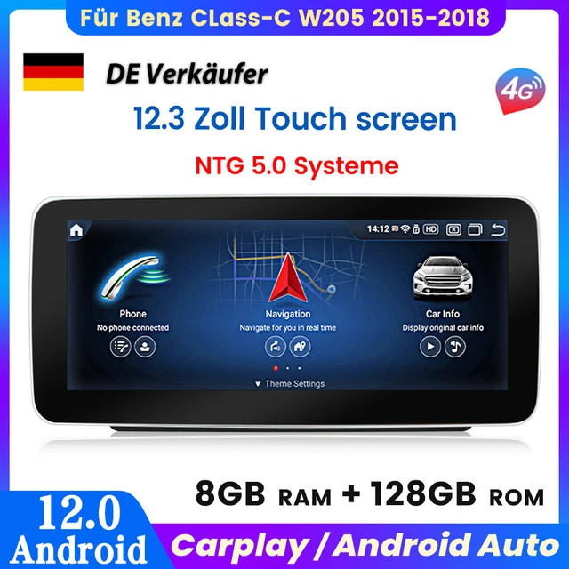Glc Android Radio AUTORADIO 12,3& 8+128GB per Mercedes Classe C/GLC W205 Android GPS NAVI ...