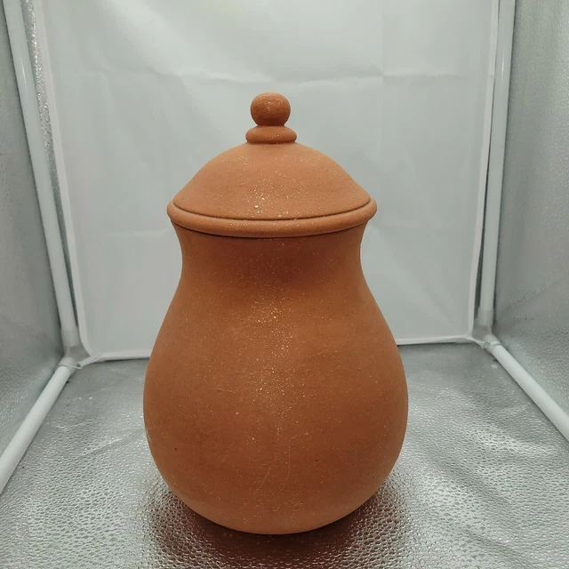 11 Zoll Porzellan Terra Cotta orange strukturiert handbemalt Urne Gin Glas mit goldenen Blumen 6