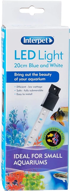 Interpet Kids Glow White and Blue LED Light for Aquarium,Blue,White,1 Row - 20cm