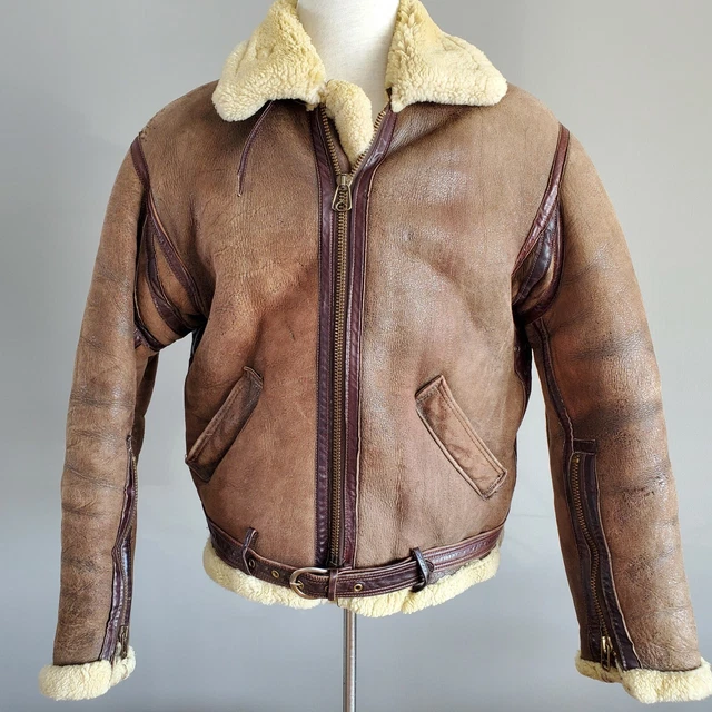 SCHOTT BROS RAF MS85 Flight Jacket Mens 44 Thick Sheepskin