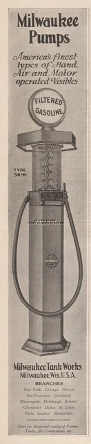 1924 Milwaukee Tank Works Wisconsin Type 58-B Visible Gasoline Gas Pump Ad
