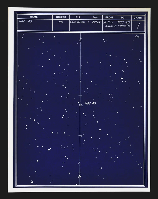 ASTRONOMY DEEP SKY Star Chart no. 1 Nebulae in Constellation