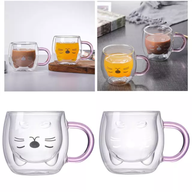 Tazza di vetro a forma di orecchio di gatto Vetro borosilicato soffiato a