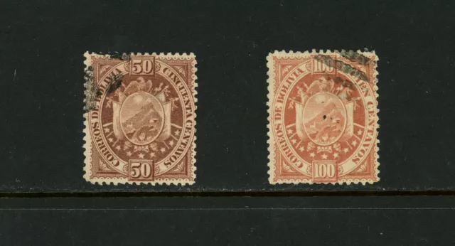 Bolivia Scott # 45 46 F-VF Used Stamps Cat $60