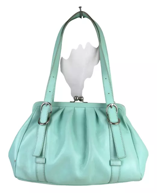 Roomy Latico Baby Blue Genuine Leather Frame Shoulder Bag Handbag Hobo Purse