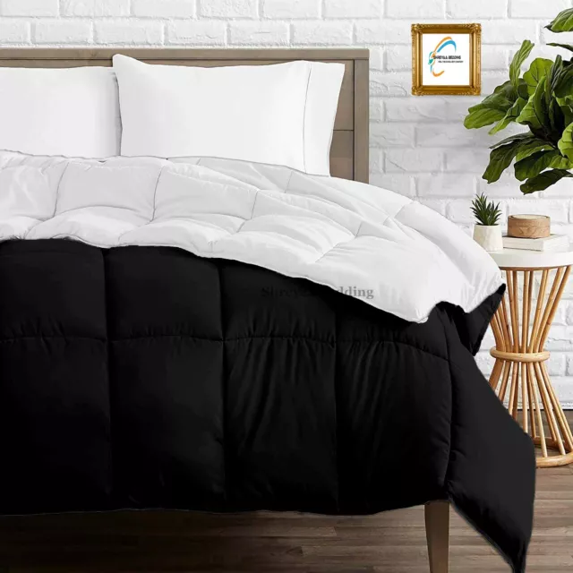 Heavy Winter Down Alternative Reversible Comforters Black/White US Sizes