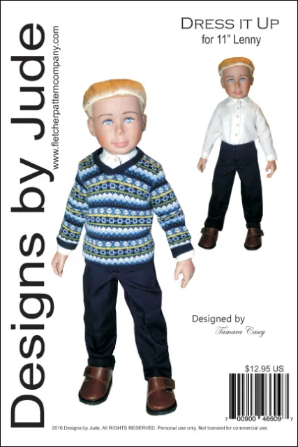Dress it Up Doll Clothes Sewing Pattern  for 11" Lenny friend of Leeann Doll