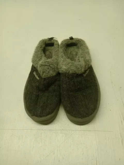 Skechers Keepsakes Postage SN 46346 Knit Charcoal Gray Mules Clog Size 8 Read De