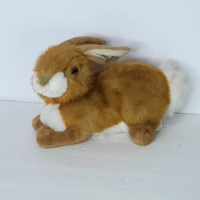 Bunny Brown Rabbit Easter Realistic White Fur  Plush Stuffed Animal 12" L Soft