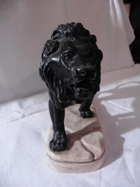 Peluche Vintage Lion Cowboy Sur Socle – Décoration Années 70, Très Rare, Bon état