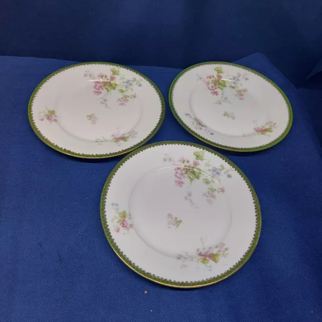 Vintage Imperial Crown China Austria Set/3 Salad Plates Green/Gold Rim