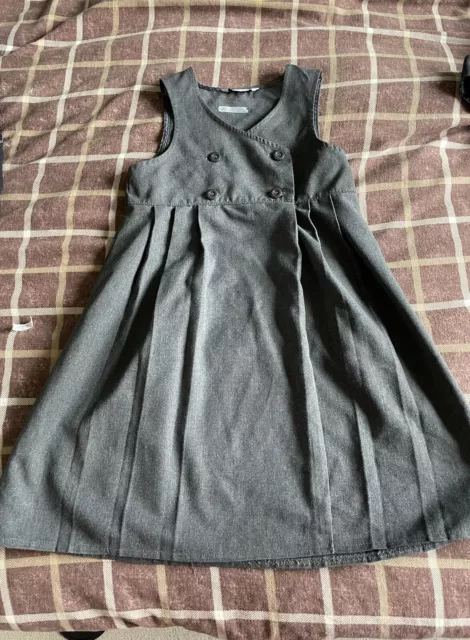 Girls Grey Pleated Pinafore School Dresses Age 8 From John Lewis X 2