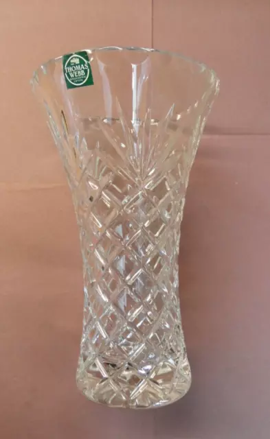 THOMAS WEBB Cut Crystal Glass Vase - 8 ins tall (20 cm)