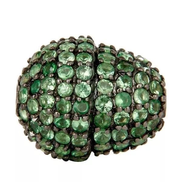 Oxidized Sterling Silver Pave Set Tsavorite Gemstone Beads Finding Charm Jewelry