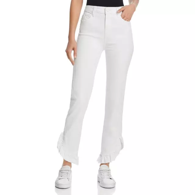 Paige Womens Jacqueline White Denim Straight Leg Jeans Trousers 26 BHFO 0961