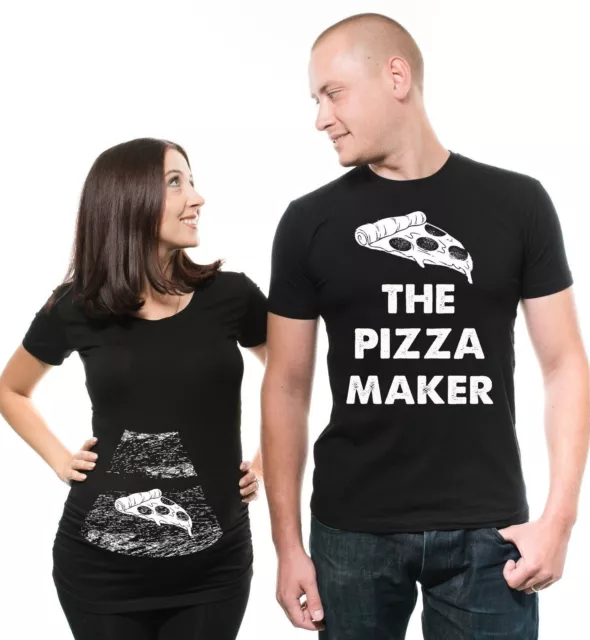 Pregnancy Matching Couple T shirts Pregnancy Ultrasound Pizza Pregnancy T shirt
