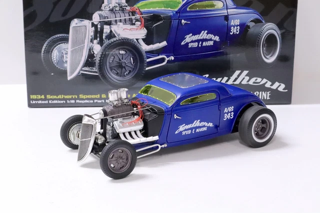 1:18 GMP Hot Rod 1934 Blown Altered Coupe Southern Speed & Navy Blue