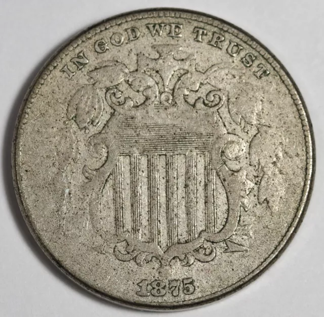 1875 Shield Nickel.  VF.  196614