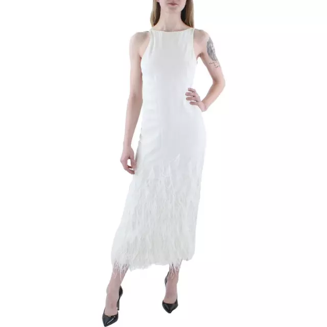 CULT GAIA WOMENS Aja White Feather Trim Cocktail and Party Dress 0 BHFO ...