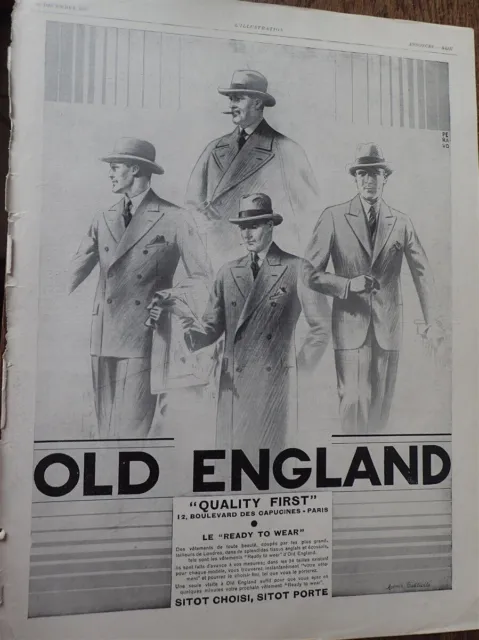 OLD ENGLAND magasin par René RAVO publicité papier ILLUSTRATION 1929