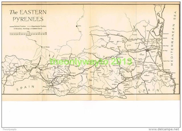 MAP OF THE Eastern Pyrenees, France, Book Illustration (Print), 1939 £7 ...
