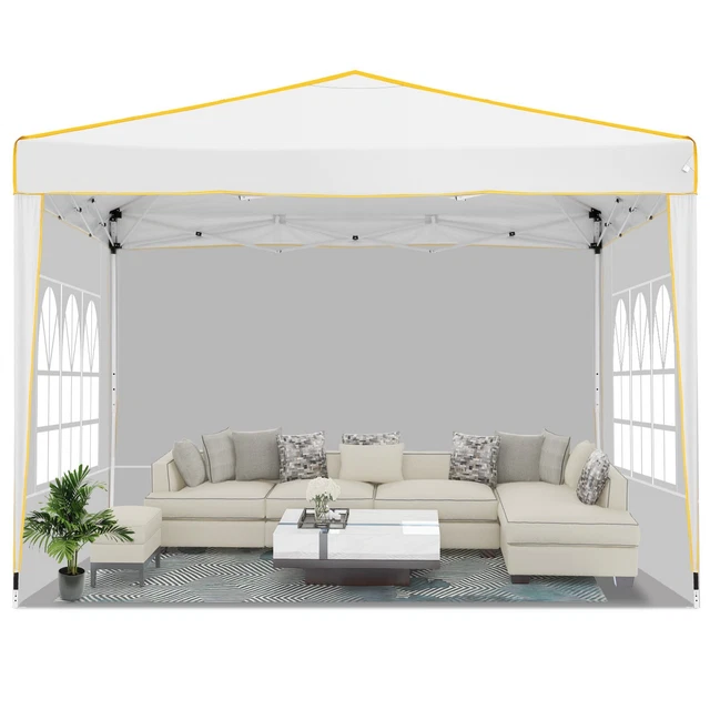 Padiglione Pieghevole Professionale ShelterLogic QuikShade 3x3 Metri – Incl. 4 Pannelli Laterali – Bianco
