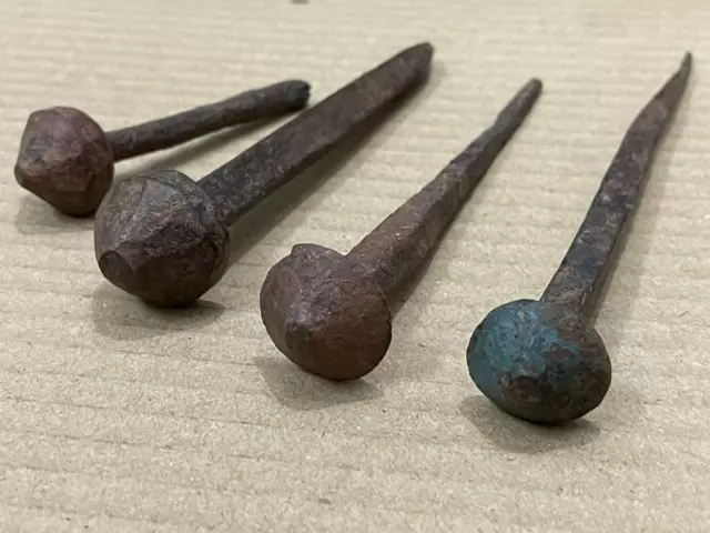 Old Antique Rare Handmade Heavy Rustic Iron Big Size 4 Pc Solid Nails