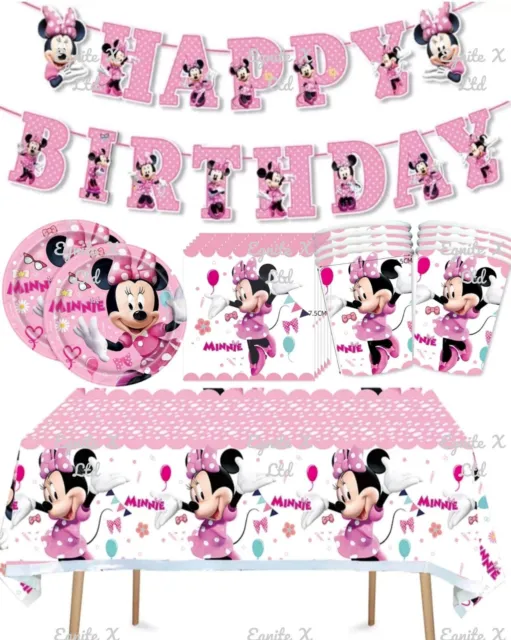 Minnie Mouse Birthday Party Supplies Tableware Kids Decorations Balloons Banner 2