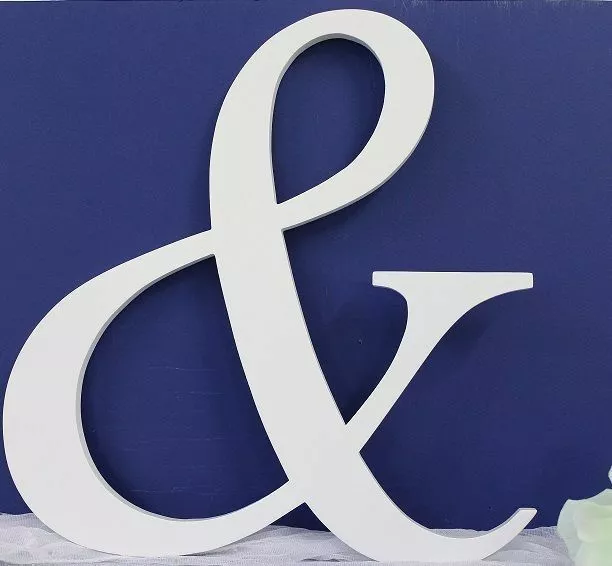 Large Wooden Letters Uppercase White 20cm Serif Font "&"