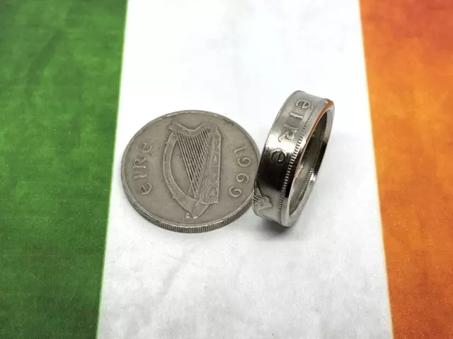 Coin Ring Handcrafted from Irish Eire 10 Pence Ireland Harp Gaelic Most Sizes