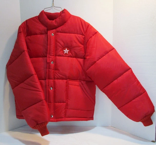 Texaco Vintage Service Gas Station Attendant Red Quilted Coat Jacket Unitog Med.