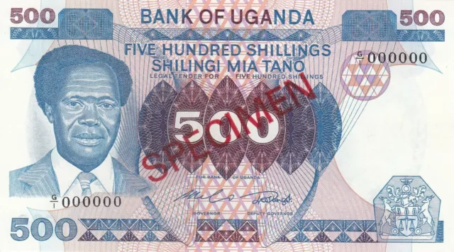 Uganda 500 Shillings 1983 SPECIMEN, UNC Pick #22s