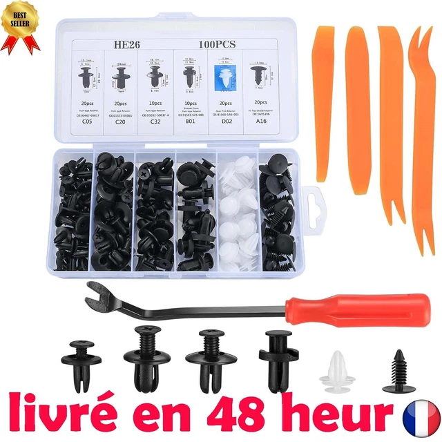 30 Rivets Plastique Noirs 8 Mm Pour Voiture - Clips De Fixation Garde-boue, Panneaux - Pour Réparation Et Atelier DIY