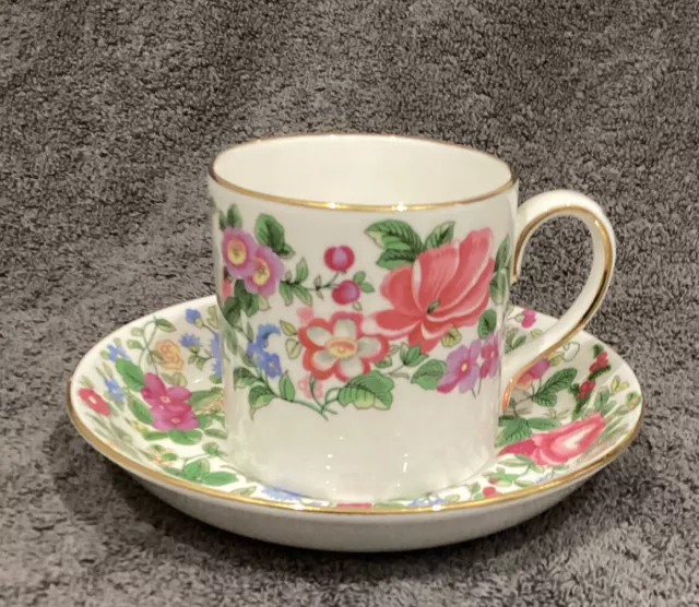 Vintage Crown Staffordshire Coffee Can and Saucer - Made In England