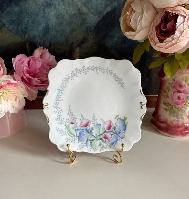 Beautiful Rare Vintage c1930s Bell China "Orchids" Floral Square Cake Plate