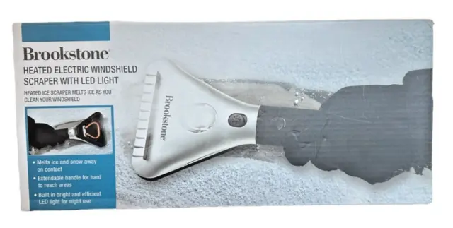 Brookstone Heated Electric Windshield Scraper with LED Light - Snow Ice Melter