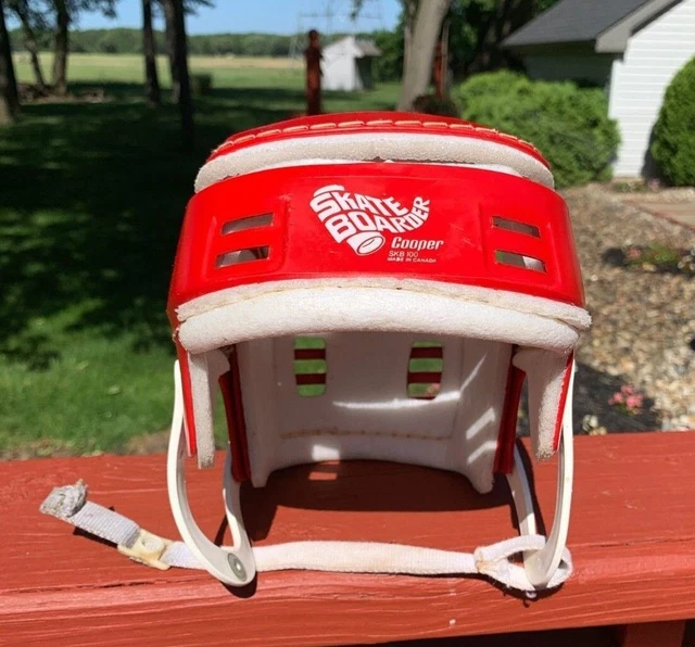 VINTAGE 70S COOPER SK100 Hockey Hurling Skateboard Helmet Red White