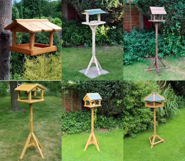 Wild Bird House Table Traditional Deluxe Feeding Station Wooden Free Standing
