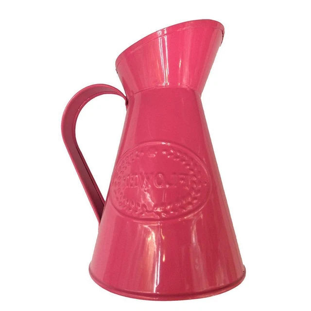 Shabby Chic Metal Jug Vase Flower Jar Wedding Home Decor Planter Rose Red