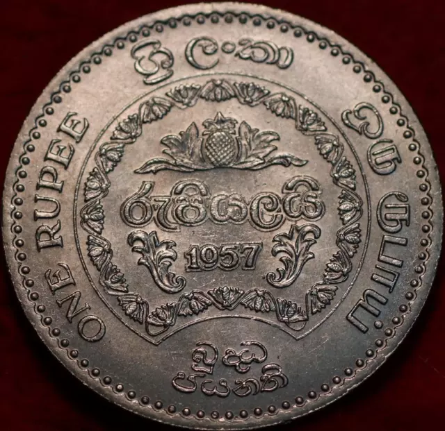Uncirculated 1957 British Ceylon 1 Rupee Clad Foreign Coin