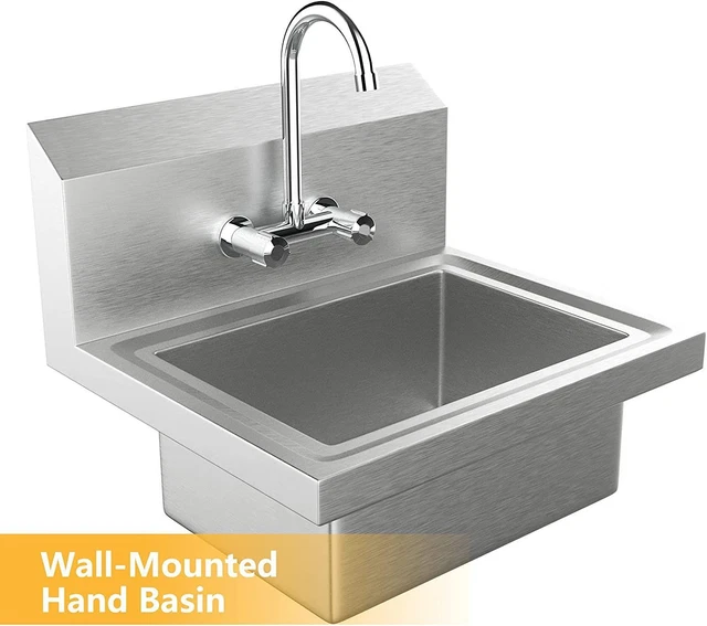 HEAVY DUTY HAND Wash Commercial Sink Wall Mount Utility Sink with