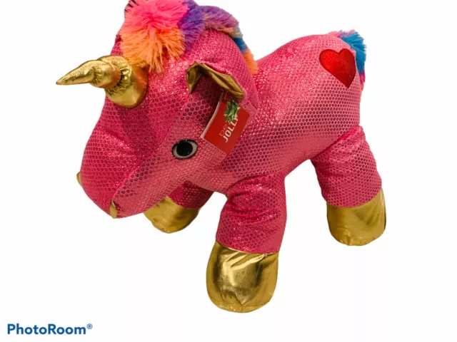 🔥 DanDee • Rainbow 🌈 Unicorn Plush Pink Sequin Stuffed Animal • 24 inch