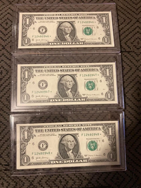 2017 one dollar star note three note set W/ Consecutive Serial Numbers!!