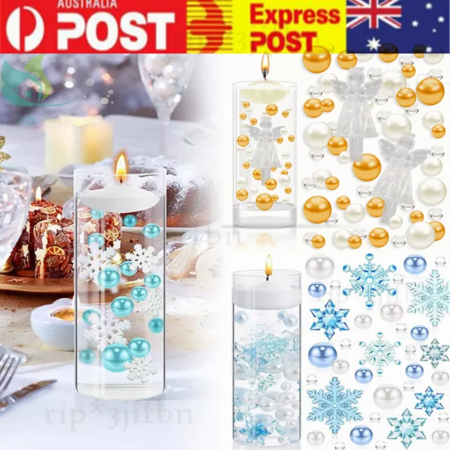 Christmas Vase Filler Angel Snowflake Pearl Floating Pearls Xmas Party Decor Set