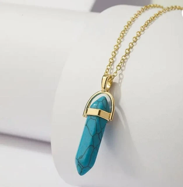Natural Quartz Chakra Crystal Healing Point Cut Gemstone Pendant Reiki Necklace